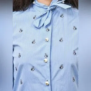 Gucci | Dresses | Gucci Blue Striped Rabbit Print Dress | Poshmark
